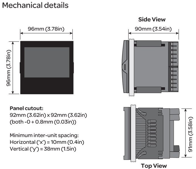 Mechanical Details - E+PLC100 Compact Precision PLC